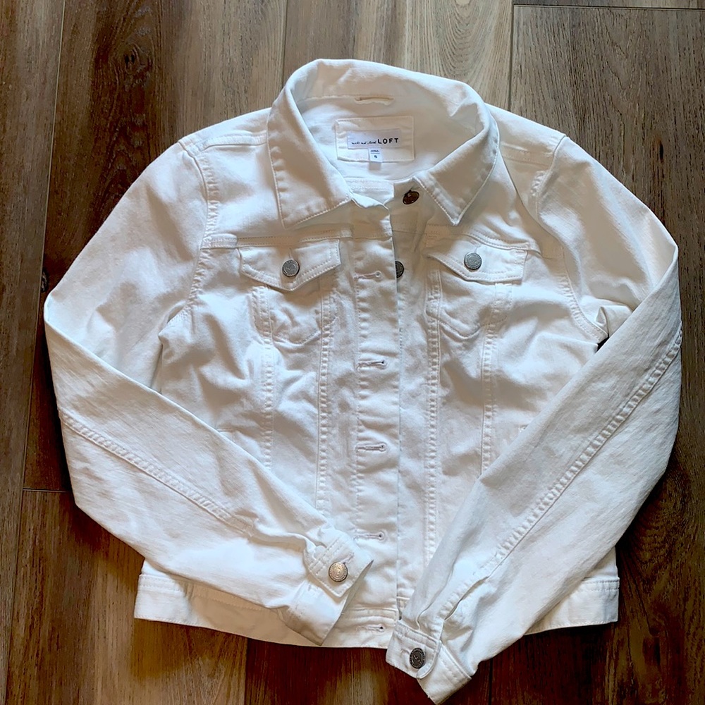 Ann Taylor Loft White Denim Jacket